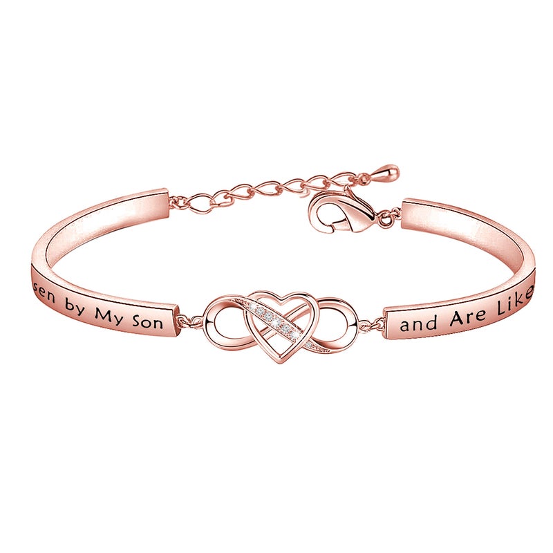 FEELMEM Daughter-in-Law Gift Bracelet You Were Hand Chosen by My Son and Are Like A to Me Gift for Daughter in Law (bar-rose gold) - Image 1